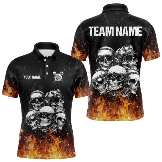 Personalized Fire Flame And Skulls Dart Shirts For Men, Custom Dart Team Jerseys NYN0021