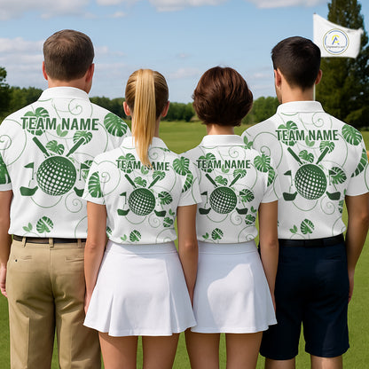 Mens Green Monstera Pattern Golf Clothing Custom Cactus Golfer Funny Mens Golf Polo Shirt NYN2931