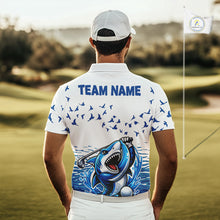 Load image into Gallery viewer, Mens Funny Golf Shirts Waving Pattern Golf Clothing Custom Shark Golf Polo, Best Golf Gifts NYN2934