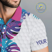 Load image into Gallery viewer, Mens Golf Clothing Monstera Pattern Floral Golf Shirt Custom Men White Golf Polo Best Golf Gifts NYN2936