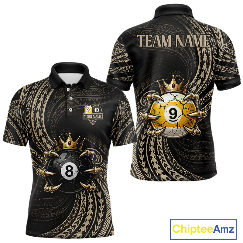 Tribal Pattern Billiard Shirts For Men Custom  Skull Crown 8 Ball And 9 Ball Billiard Team Jersey NYN3134