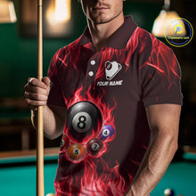 Load image into Gallery viewer, Fire Flame 8 Ball Billiard Shirt For Men Custom Red Flames Pool Billiard Rack Team Shirt NYN3138