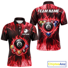 Load image into Gallery viewer, Fire Flame 8 Ball Billiard Shirt For Men Custom Red Flames Pool Billiard Rack Team Shirt NYN3138