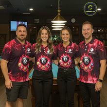 Load image into Gallery viewer, Fire Flame 8 Ball Billiard Shirt For Men Custom Red Flames Pool Billiard Rack Team Shirt NYN3138