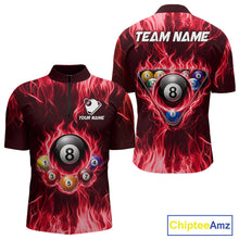 Load image into Gallery viewer, Fire Flame 8 Ball Billiard Shirt For Men Custom Red Flames Pool Billiard Rack Team Shirt NYN3138