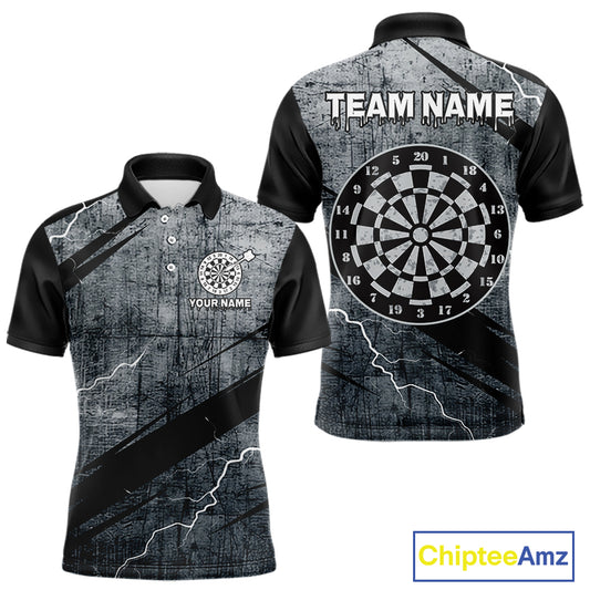 Grey Grunge Dartboard Darts Team Shirt - Custom Name - Men’s Darts Jersey NYN0354