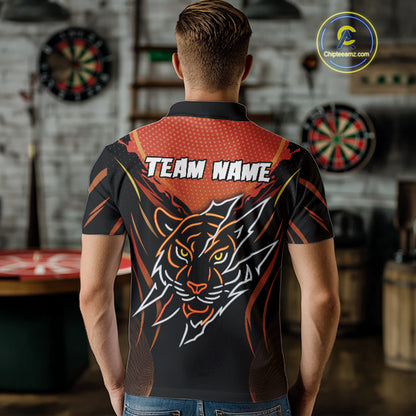 Custom Men's Dart Shirt With Orange Tiger Dartboard - Custom Team & Player Name NYN0358