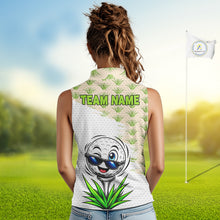 Load image into Gallery viewer, Funny Golfer Grass Sleeveless Polos For Women Custom White Golf Ball Team Outfits, Upf Golf Shirts NYN3324