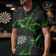 Load image into Gallery viewer, Flame Dartboard &amp; Chains Darts Shirt For Men - Custom Name &amp; Team Jersey | Opt3 - Green NYN0627