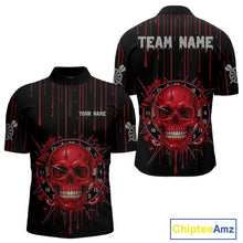 Load image into Gallery viewer, Custom Red Dripping Horror Skull Dartboard Dart Men Quarter-Zip Jerseys Dart Team Shirts NYN1756