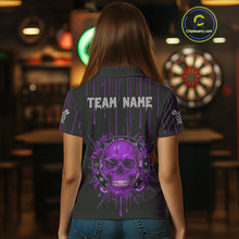 Load image into Gallery viewer, Custom Purple Dripping Horror Skull Dartboard Dart Women Polo Jerseys Dart Team Shirts NYN1757