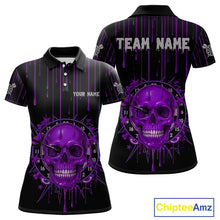 Load image into Gallery viewer, Custom Purple Dripping Horror Skull Dartboard Dart Women Polo Jerseys Dart Team Shirts NYN1757