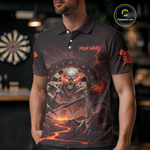 Load image into Gallery viewer, Lightning Orange Skeleton Dartboard Custom Mens Polo Dart Shirt Gifts For Dart Players NYN1764