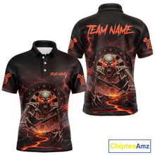 Load image into Gallery viewer, Lightning Orange Skeleton Dartboard Custom Mens Polo Dart Shirt Gifts For Dart Players NYN1764