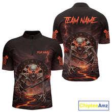 Load image into Gallery viewer, Lightning Orange Skeleton Dartboard Custom Mens Quarter-Zip Dart Shirt Gifts For Dart Players NYN1764