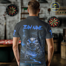 Load image into Gallery viewer, Lightning Blue Skeleton Dartboard Custom Mens Polo Dart Shirt Gifts For Dart Players NYN1766