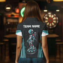 Load image into Gallery viewer, Custom Turquoise Alien And Dartboards Dart Shirts For Women, Dart Jerseys NYN0027