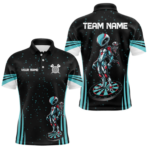 Custom Turquoise Alien And Dartboards Dart Shirts For Men, Dart Jerseys NYN0027