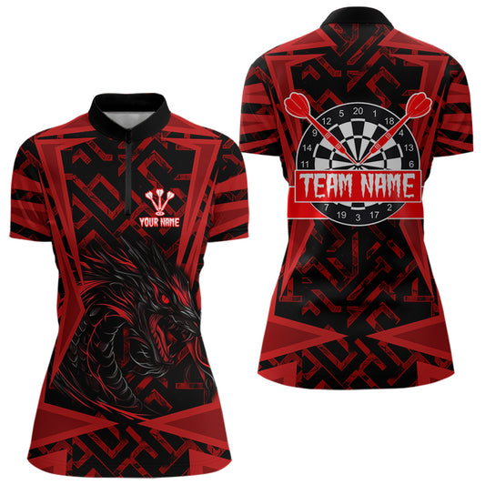 Custom Red Dragron With Dartboards Dart Shirts For Women, Dart Team Jerseys NYN0029