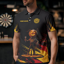 Load image into Gallery viewer, Custom Black-Yellow Pumpkins Funny Halloween Dart Shirts For Men Dart Tournament Jerseys NYN0030