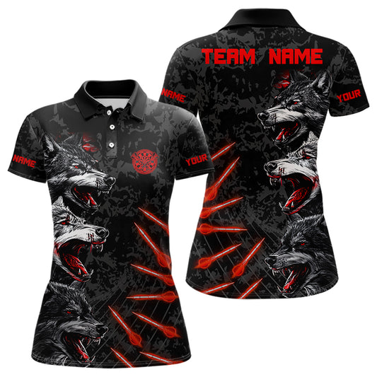Custom Black-Red Wolfs Grunge Dart Shirts For Women Outfits Dart Tournament Jerseys NYN0032