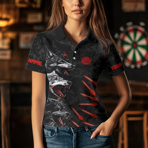 Black And Red Wolfs With Dart Arrows Dart Shirts For Women, Custom Dart Jerseys NYN0032