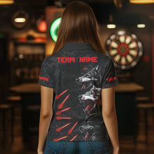 Load image into Gallery viewer, Black And Red Wolfs With Dart Arrows Dart Shirts For Women, Custom Dart Jerseys NYN0032