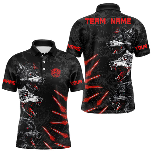 Black And Red Wolfs With Dart Arrows Dart Shirts For Men, Custom Dart Jerseys NYN0032