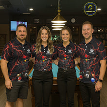 Load image into Gallery viewer, Funny Rooster 8 Ball Billiard Shirt For Women Custom Thunder Red Billiard Pool Shirt, Billiard Attire NYN3145