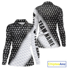 Load image into Gallery viewer, Grey poker golf polo long sleeve shirt for women custom white golf ball team apparel