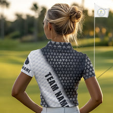 Load image into Gallery viewer, Womens Grey Poker Golf Shirt Custom Poker White Golf Ball Polo, Golf Team Outfits For Golfers NYN3332