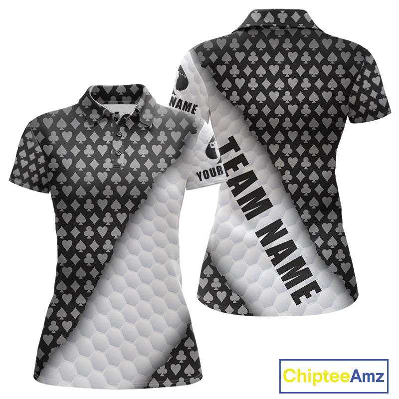Grey poker golf polo shirt for women custom white golf ball team apparel