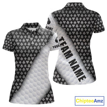 Load image into Gallery viewer, Grey poker golf polo shirt for women custom white golf ball team apparel