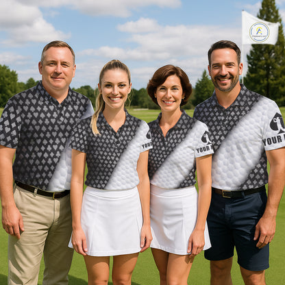 Mens Grey Poker Golf Shirt Custom Poker White Golf Ball Polo, Golf Team Outfits For Golfers NYN3332