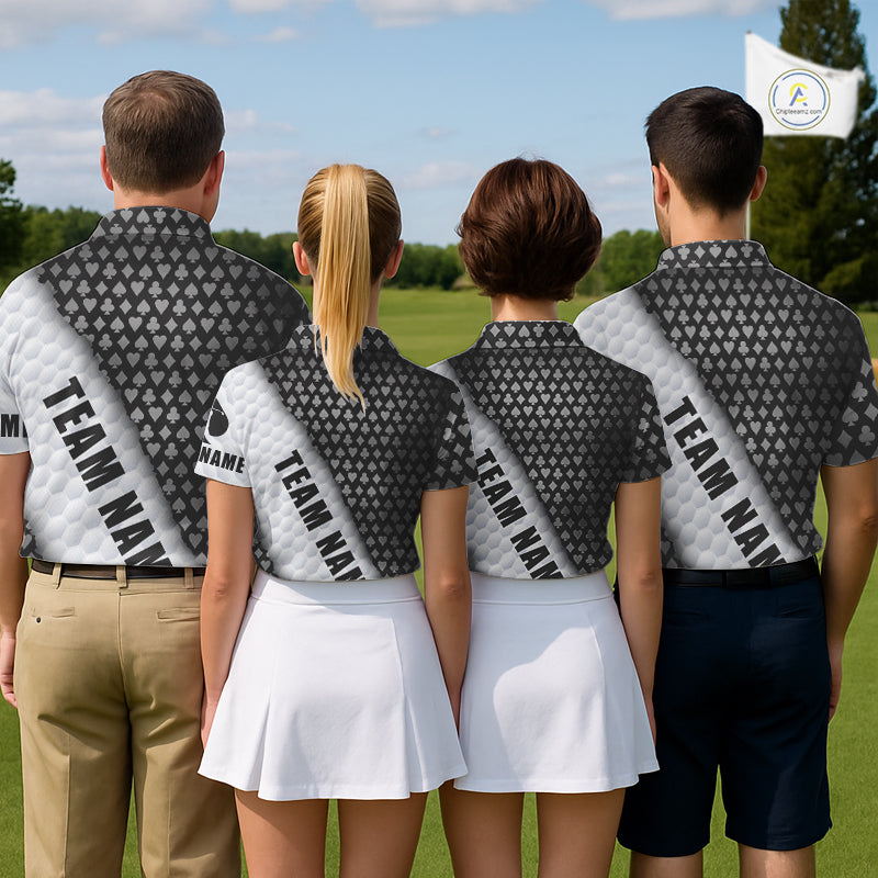 Mens Grey Poker Golf Shirt Custom Poker White Golf Ball Polo, Golf Team Outfits For Golfers NYN3332