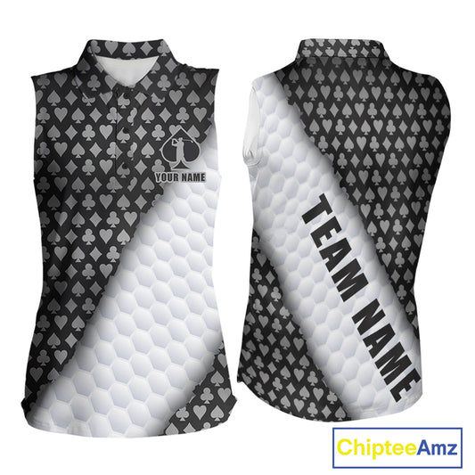 Grey poker golf polo shirt for women custom white golf ball team apparel
