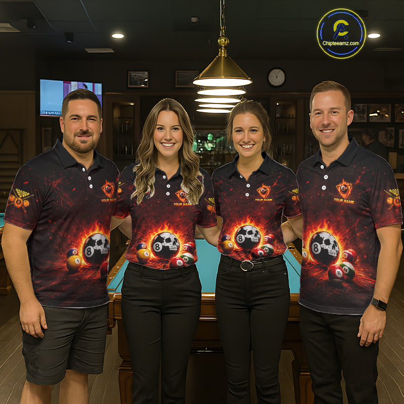 Fire Flame Grunge Pool Ball 3D Billiard Shirt For Women Personalized Skull 8 Ball Billiard Gifts NYN2568
