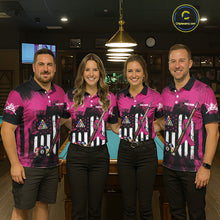 Load image into Gallery viewer, Pink Ribbon Grunge US Flag Patriotic Women Billiard Shirts Custom Breast Cancer Billiard Jerseys  NYN2943