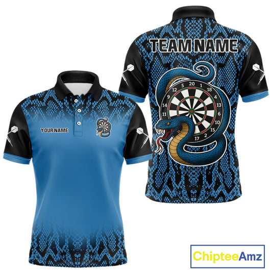 Navy Snake & Reptile Skin With Striking Dartboard Darts Shirt For Men - Custom Name NYN0372