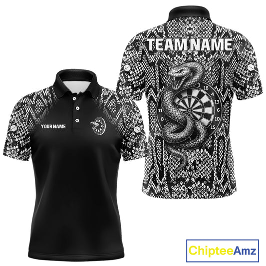 Grey Snake & Reptile Skin With Striking Dartboard Darts Shirt For Men - Custom Team Name NYN0374