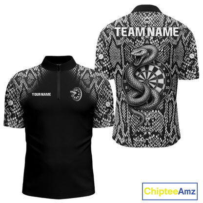 Grey Snake & Reptile Skin With Striking Dartboard Darts Shirt For Men - Custom Team Name NYN0374