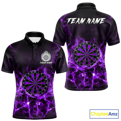 Purple thunder lightning dartboard dart polo shirt for men custom dart jersey