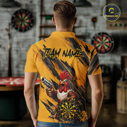 Black And Yellow Grunge Funny Men Dart Shirt Custom Rooster Gun Polo & 1/4-Zip Dart Clothing NYN3344