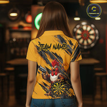 Load image into Gallery viewer, Black And Yellow Grunge Funny Women Dart Shirt Custom Rooster Gun Polo &amp; 1/4-Zip Dart Clothing NYN3344