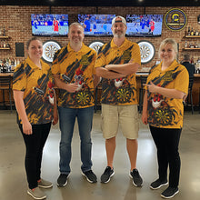 Load image into Gallery viewer, Black And Yellow Grunge Funny Men Dart Shirt Custom Rooster Gun Polo &amp; 1/4-Zip Dart Clothing NYN3344