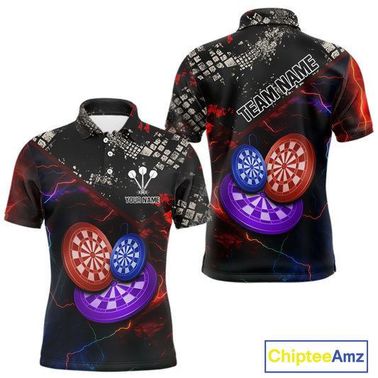 Colorful Thunder Dartboards Grunge Men's Darts Shirt - Custom Name & Team Jersey | Opt1 NYN0634