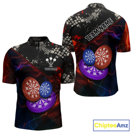Colorful Thunder Dartboards Grunge Men's Darts Shirt - Custom Name & Team Jersey | Opt1 NYN0634