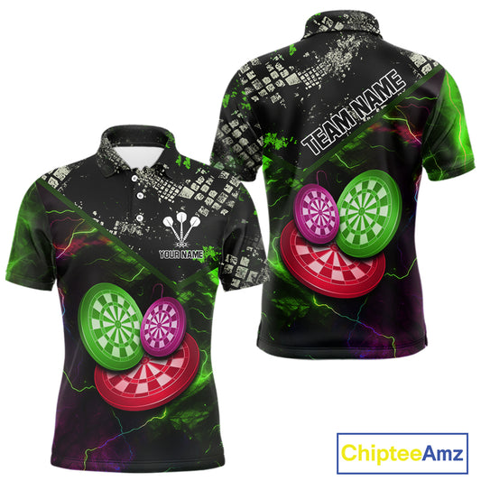 Colorful Thunder Dartboards Grunge Men's Darts Shirt - Custom Name & Team Jersey | Opt2 NYN0635