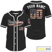 Load image into Gallery viewer, Custom USA Flag Patriotic Baseball Shirts For Men Black Youth Baseball Jerseys NYN0829
