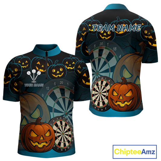 Custom Halloween Funny Darts 1/4-Zip Jerseys For Men, Darts Team Shirt NYN0832